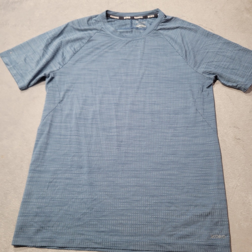 Skora Running Shirt Mens Medium Blue Quick-Dry Short Sleeve Athletic Performance